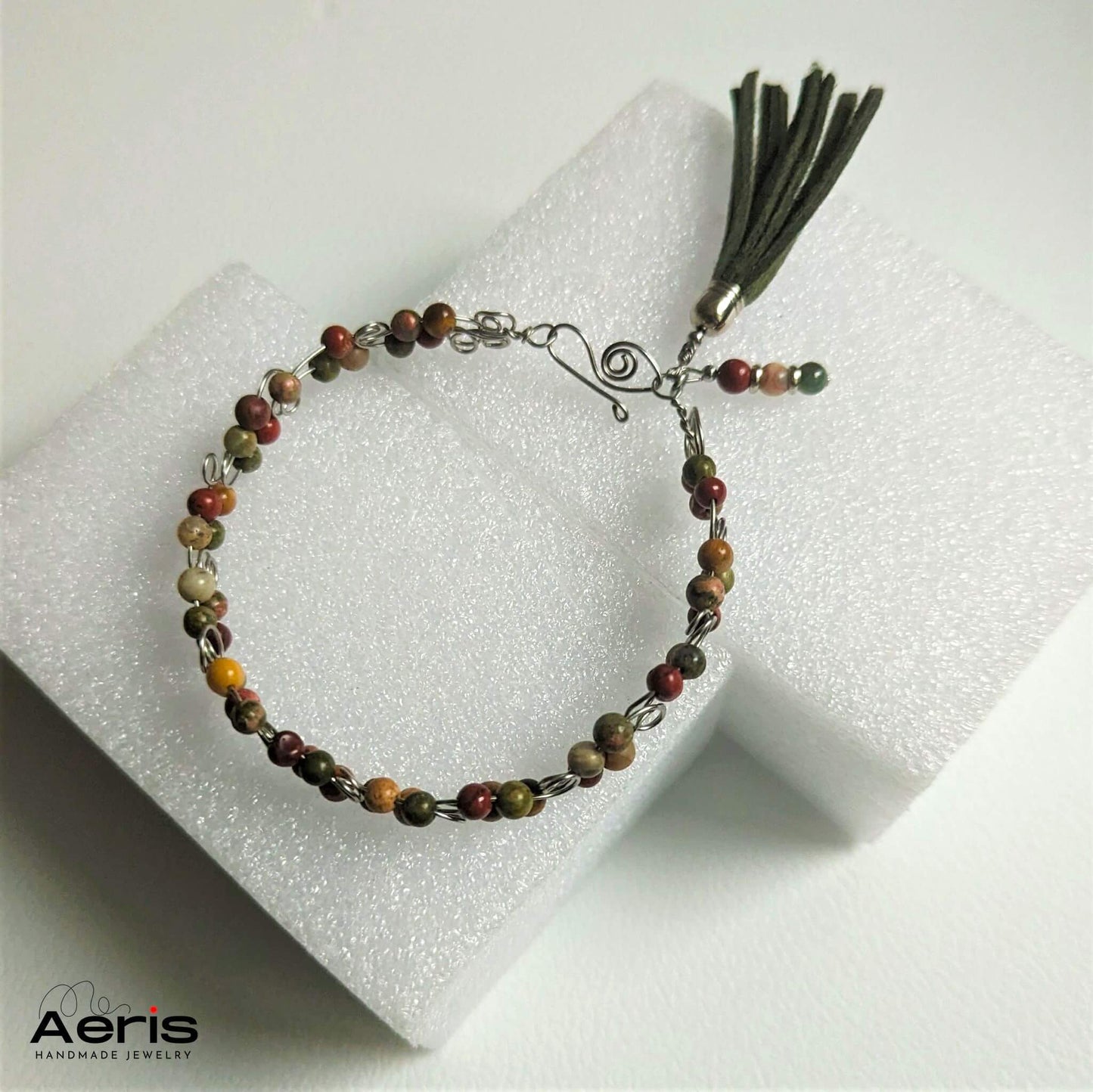 Bratara wire wrapping multicolora cu jasp