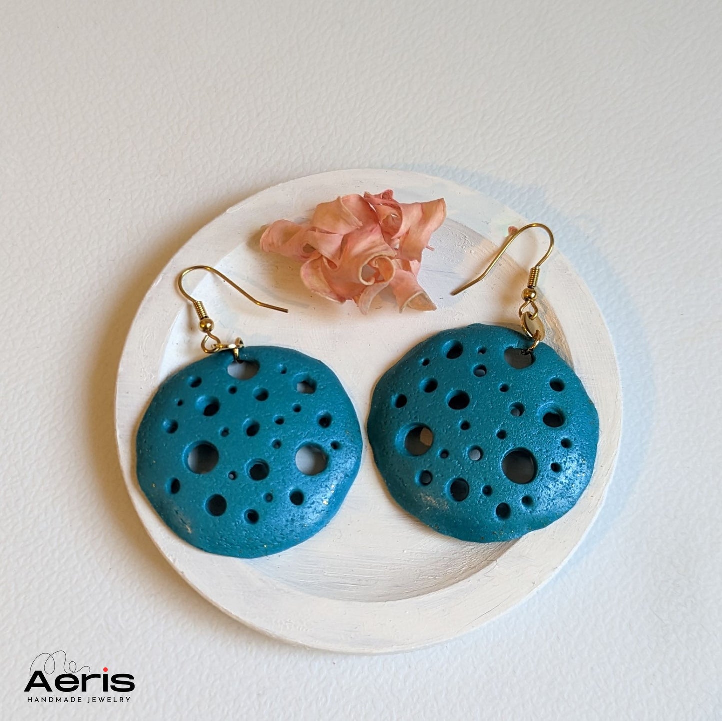 Cercei statement din lut polimeric - Blue Coral