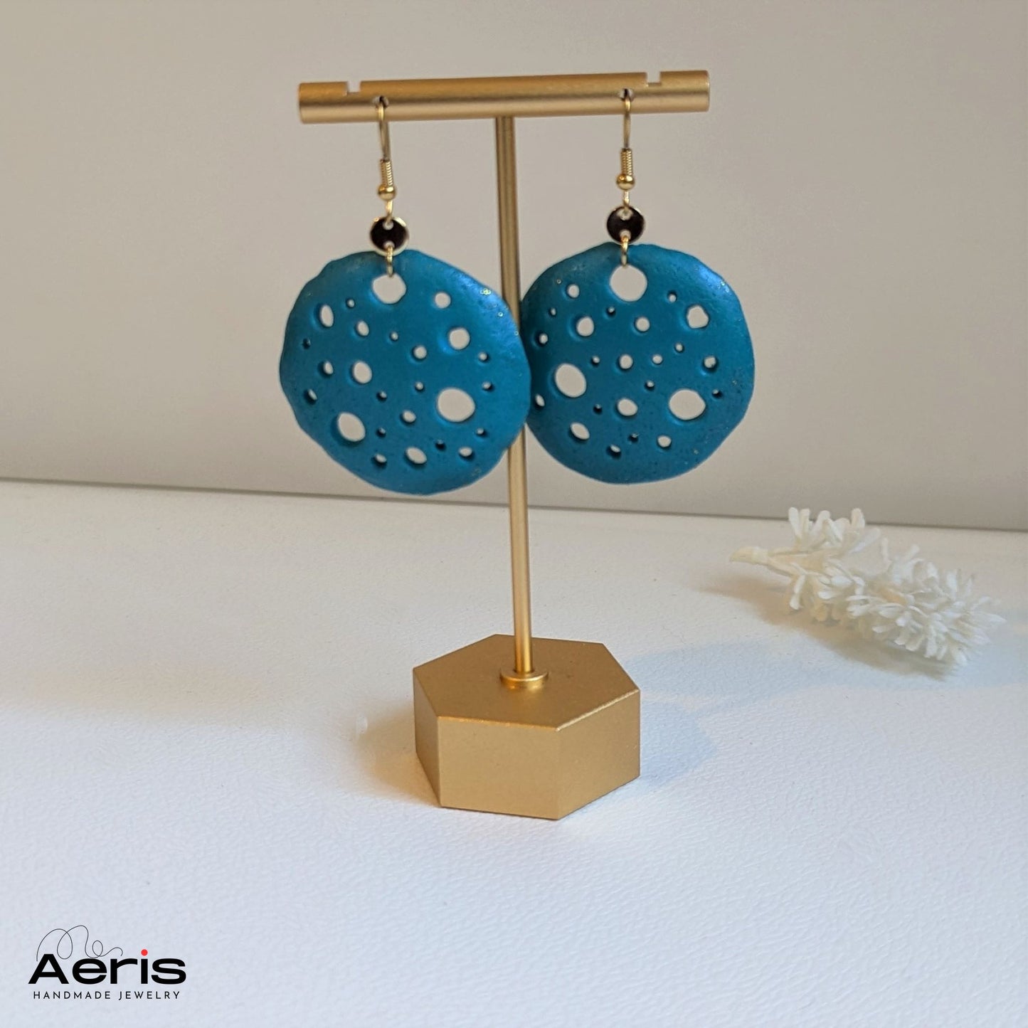 Cercei din lut polimeric - Blue Coral