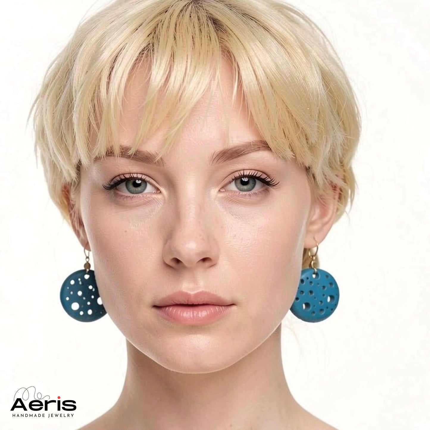 Cercei statement din lut polimeric - Blue Coral