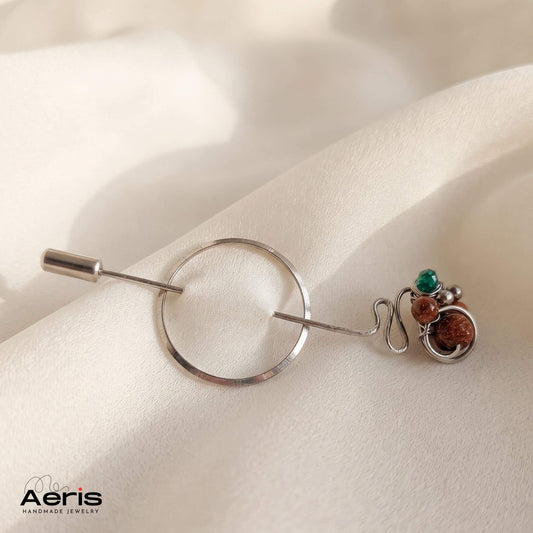 Ac de rever sau brosa handmade cu mix de margele semipretioase