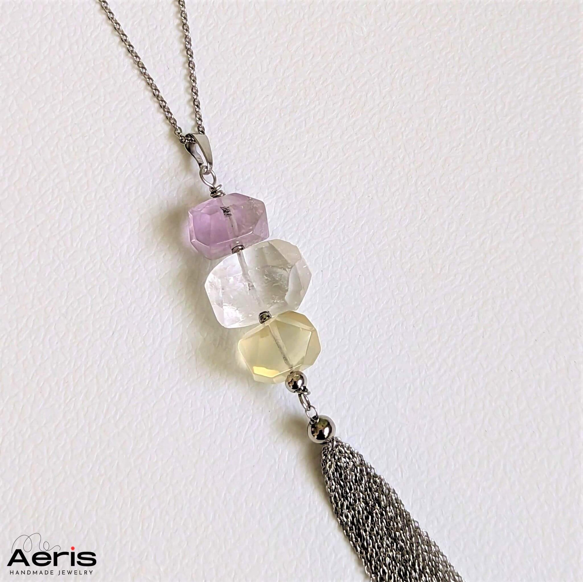 Pandantiv cu cristale naturale maxifatetate