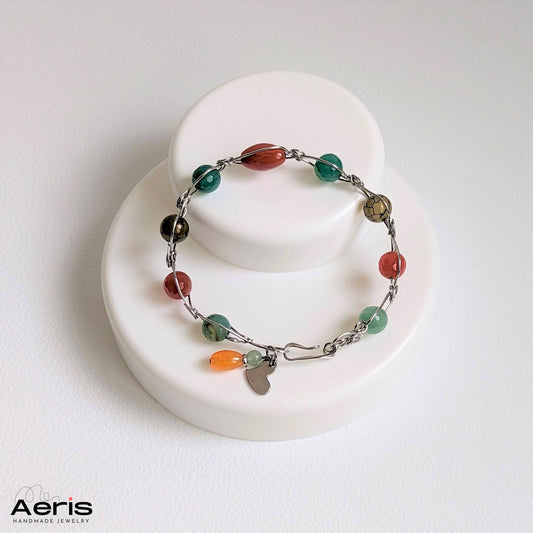 Bratara cu agate multicolore pe suport