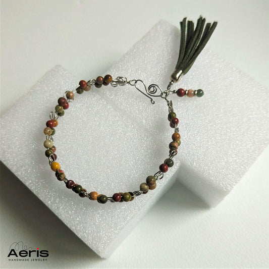 Bratara wire wrapping multicolora cu jasp