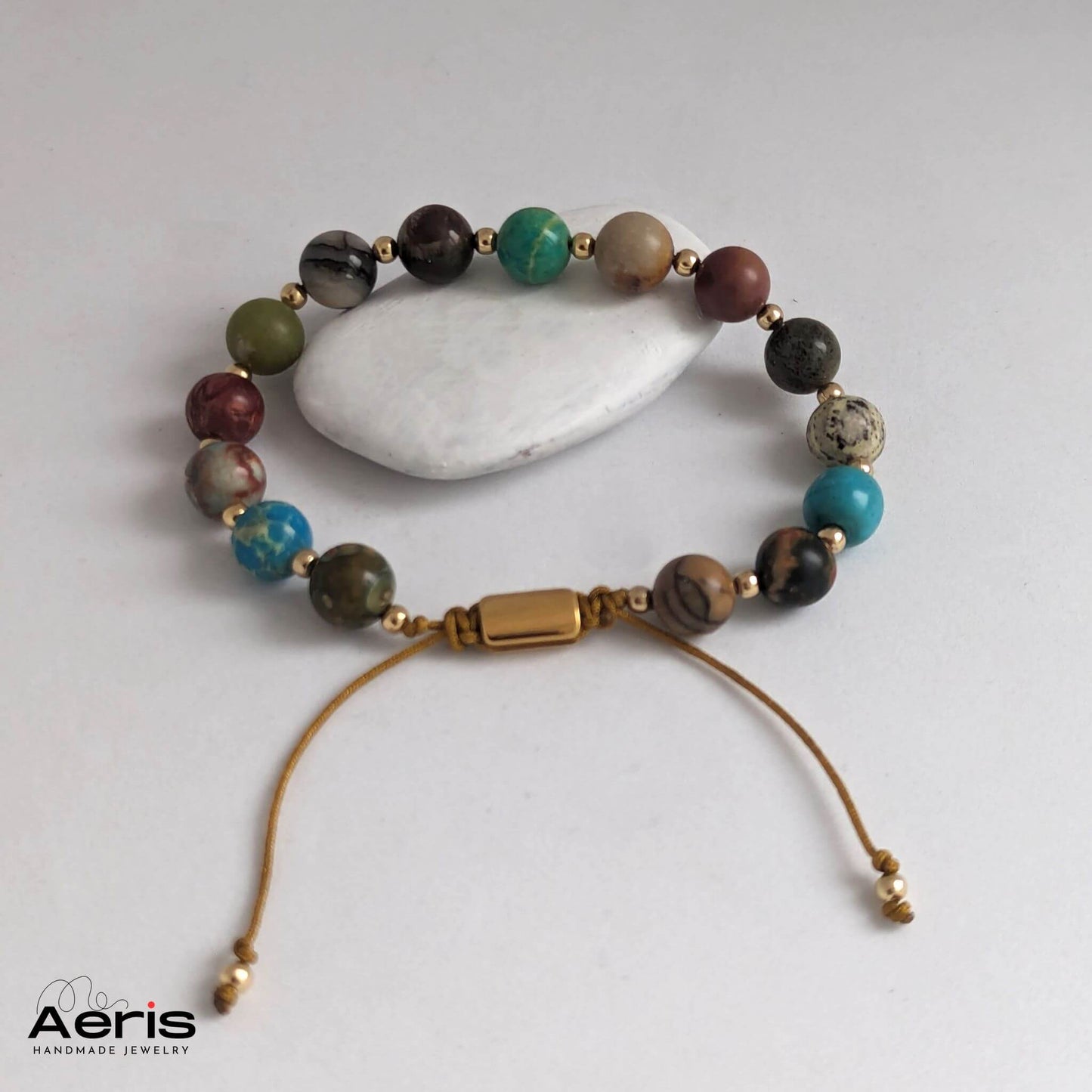 Bratara pe snur cu margele multicolore de  jasp - Jasper