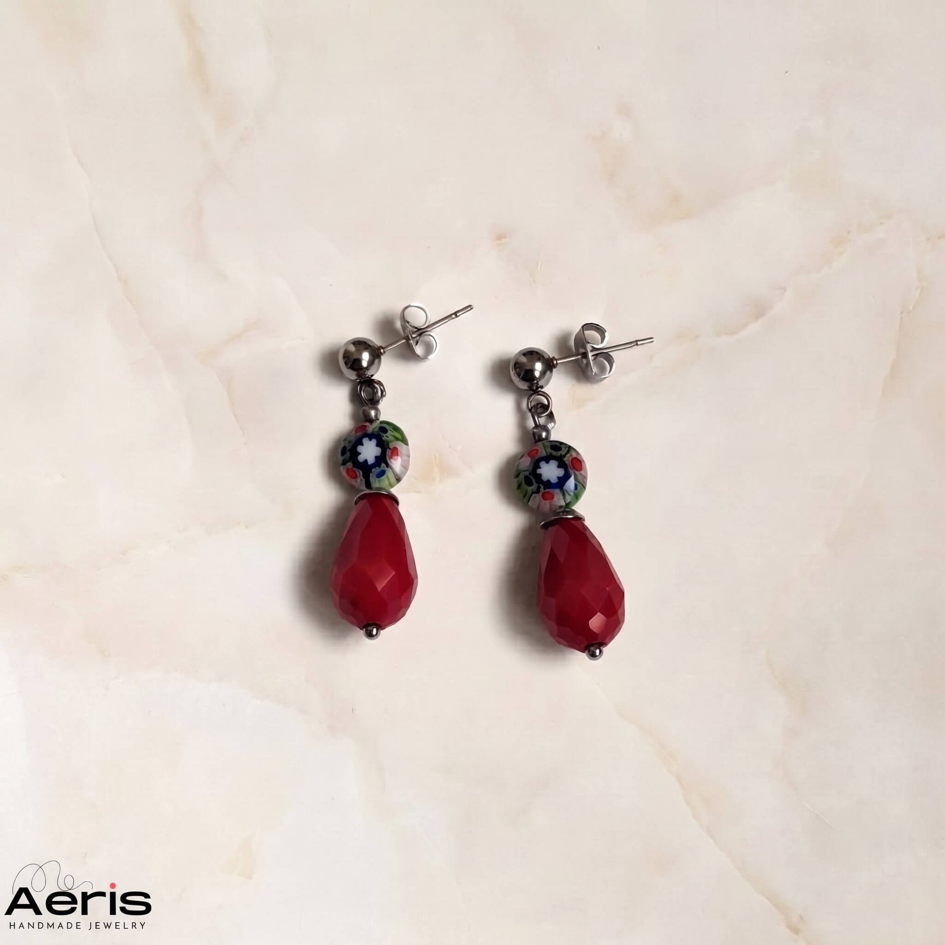 Cercei cu cristale fatetate si accesorii din inox