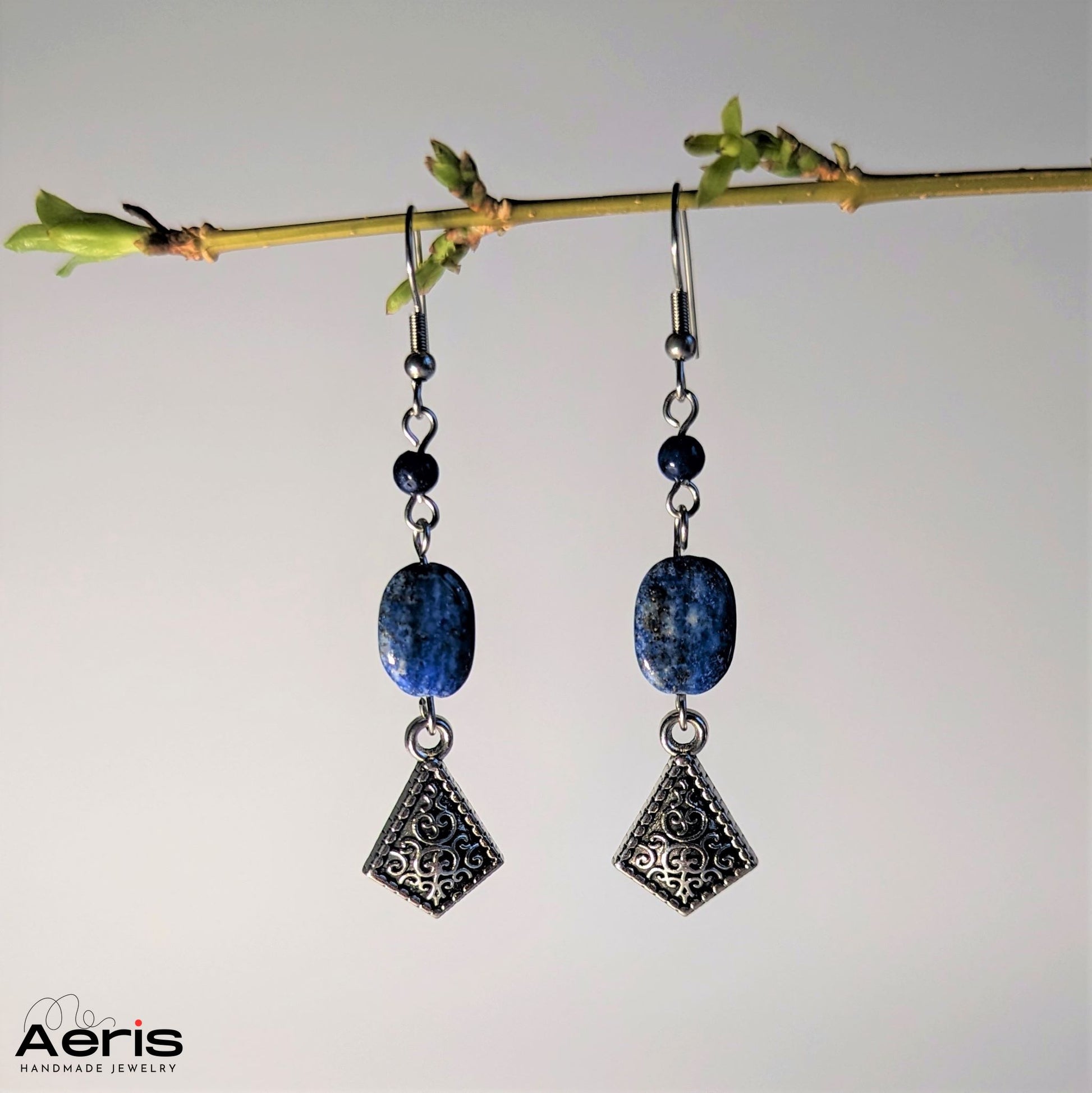 Cercei albastri cu lapis lazuli