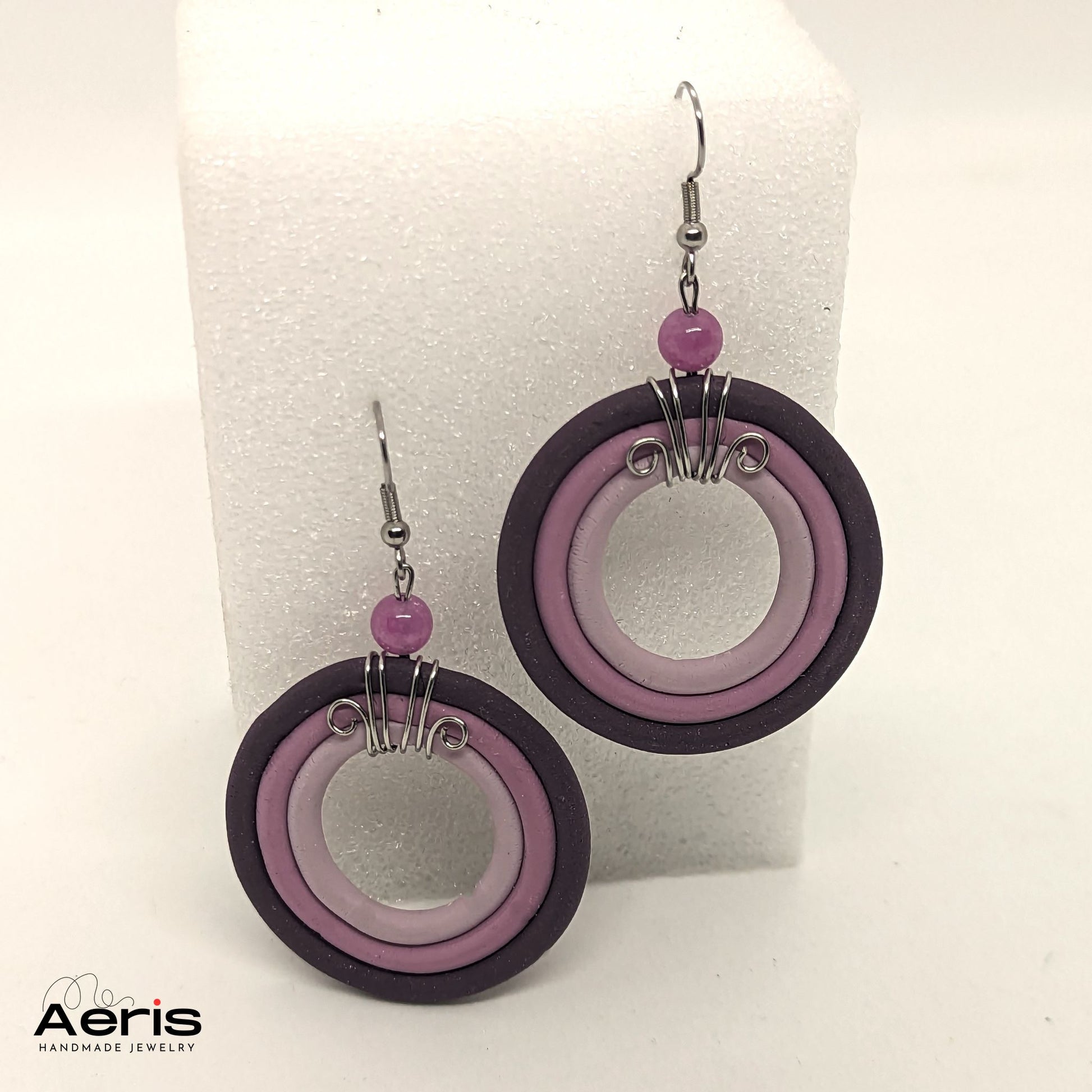 Cercei handmade mari cu tortite tip carlig din inox