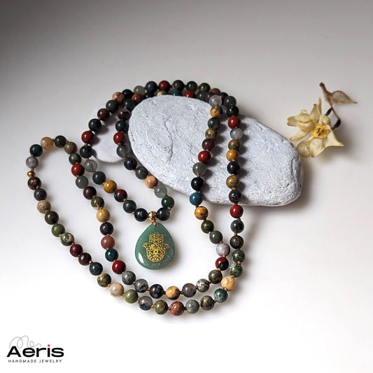 Colier Mala cu agate si jasp - Protection & Harmony