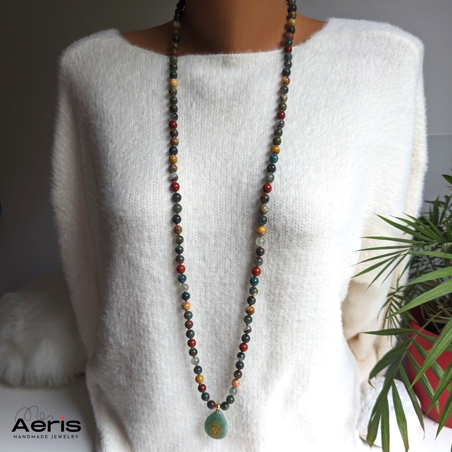 Colier Mala cu agate si jasp - Protection & Harmony