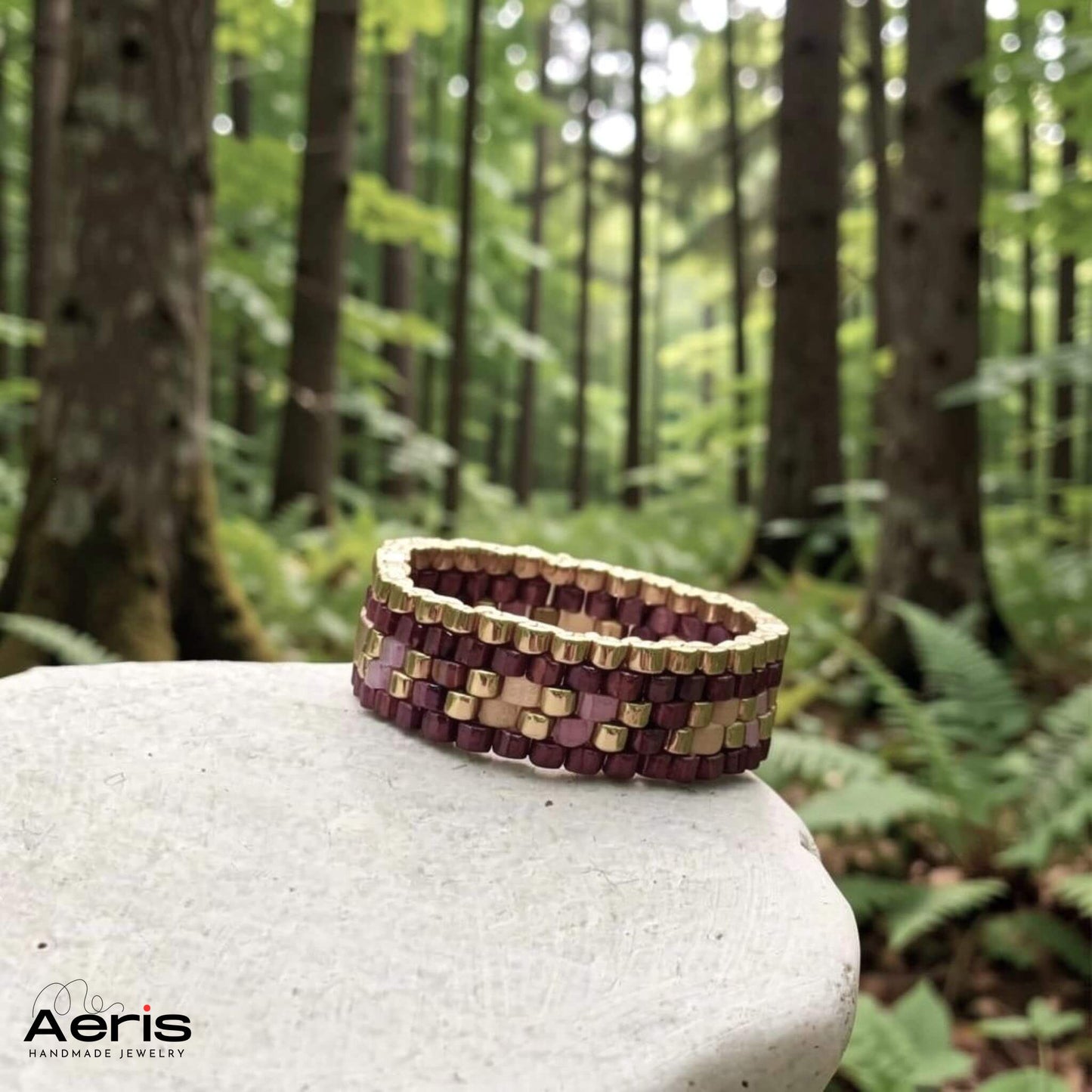 Inel boho chic din margele Miyuki Delica - Amelia